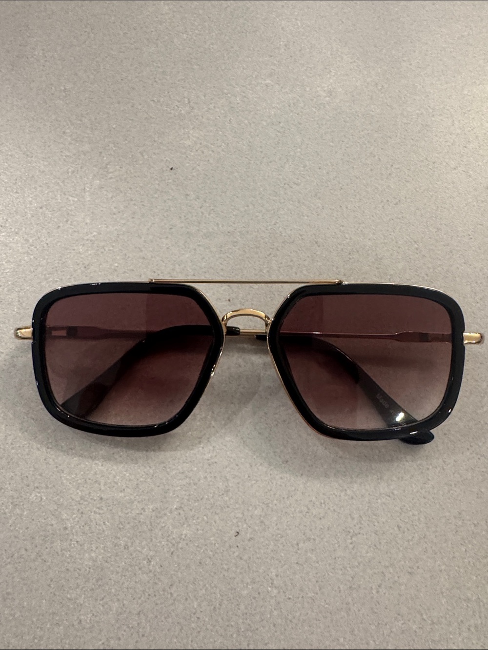 Classic Black and Gold Women's Sunglasses - Brown Gradient Lenses